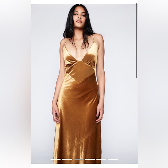 Capri Velour Slip Dress In Marigold (BARDOT) - Picture 6 of 8